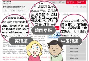 公共性の高いホームページを、英語、中国語、韓国語などの言語に自動翻訳できます。